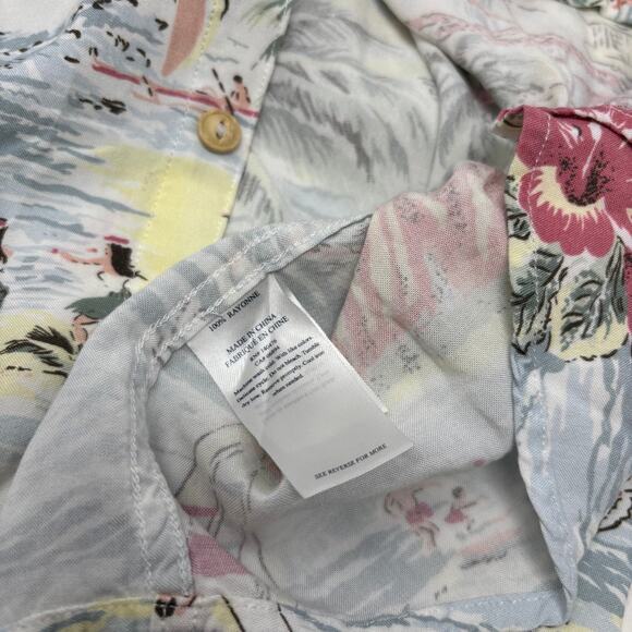 Faherty Mens Large Hawaiian Pattern Short Sleeve Button Up Shirt - Picture 4 of 6